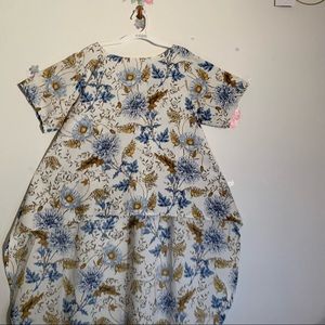 Blue and forest green floral top